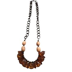 Brown Beige Statement Necklace  28” length